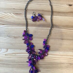 Fashion Jewelry Purple and Blue Necklace Set